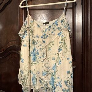 Maree Por Toi Floral Ruffle Spaghetti Strap Top